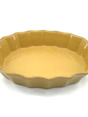 Cerutil Stoneware Casserole Dish Yellow Scalloped Portugal 12”